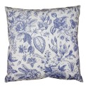 Clayre & Eef Housse de coussin 45x45 cm Blanc Bleu Polyester Fleurs