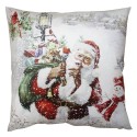 Clayre & Eef Kussenhoes  45x45 cm Wit Rood Polyester Kerstman