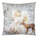 Clayre & Eef Cushion Cover 45x45 cm White Grey Polyester Angel