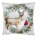 Clayre & Eef Housse de coussin 45x45 cm Vert Blanc Polyester Cerf