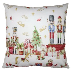 Clayre & Eef Cushion Cover 45x45 cm Red White Polyester Nutcrackers