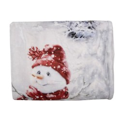 Clayre & Eef Throw Blanket 130x170 cm White Red Polyester Santa Claus