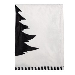 Clayre & Eef Plaid 130x170 cm Bianco Nero Poliestere Alberi di Natale Merry Christmas