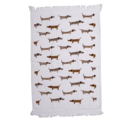 Clayre & Eef Serviette invité 40x66 cm Blanc Marron Coton Chiens