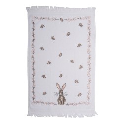 Clayre & Eef Guest Towel 40x66 cm White Brown Cotton Rabbit