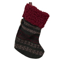 Clayre & Eef Christmas Stocking 17 cm Green Red Synthetic