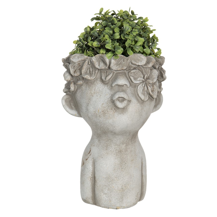 Clayre & Eef Pot de fleurs Tortue 22x16x10 cm Beige Pierre