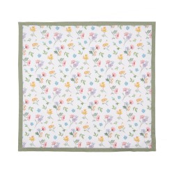 Clayre & Eef Servietten Baumwolle 6er Set 40x40 cm Weiß Grün Quadrat Blumen