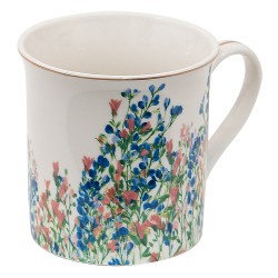 Clayre & Eef Mug 330 ml Bleu Blanc Porcelaine Fleurs