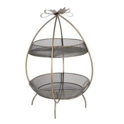 Clayre & Eef 2-stöckige Etagere Ø 34x51 cm Goldfarbig Eisen Rund