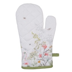 Clayre & Eef Oven Mitt 18x30 cm White Cotton Flowers