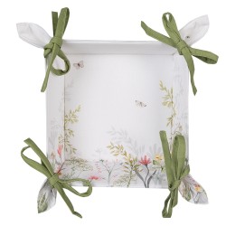 Clayre & Eef Bread Basket 35x35x8 cm White Cotton Flowers