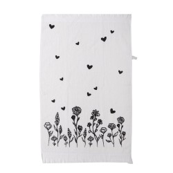 Clayre & Eef Asciugamano per ospiti 40x66 cm Bianco Nero Cotone Fiori