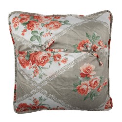 Clayre & Eef Kissenbezug 50x50 cm Grau Rosa Baumwolle Polyester Blumen