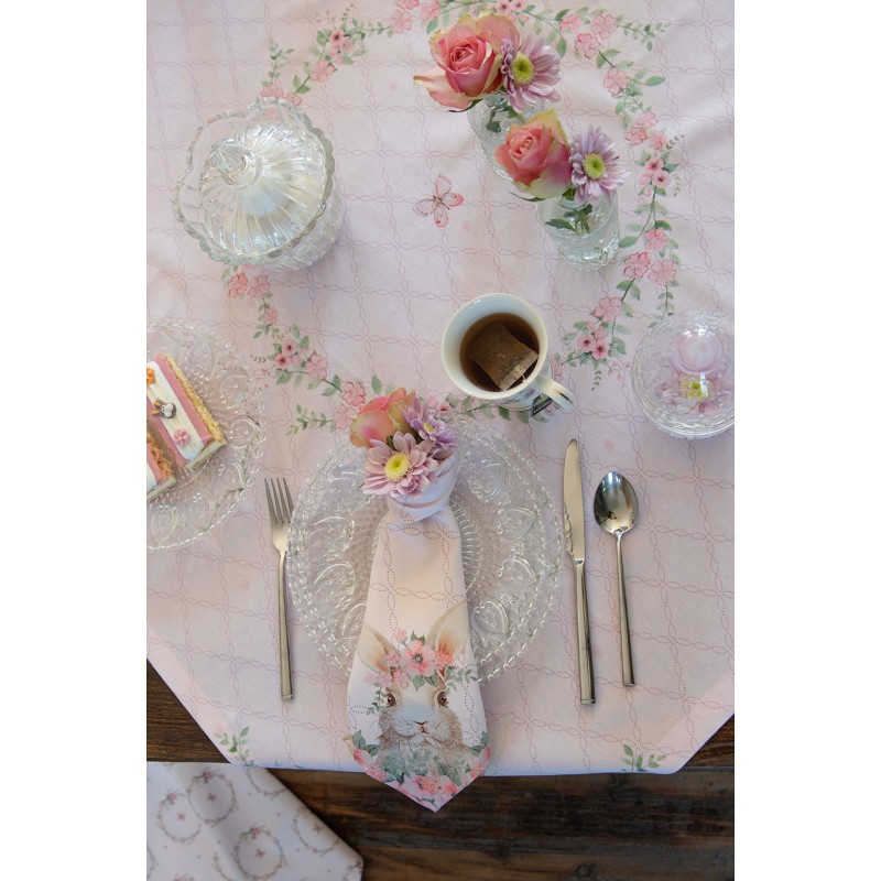 Clayre & Eef Table Runner 150x250 cm Pink Cotton Rabbit