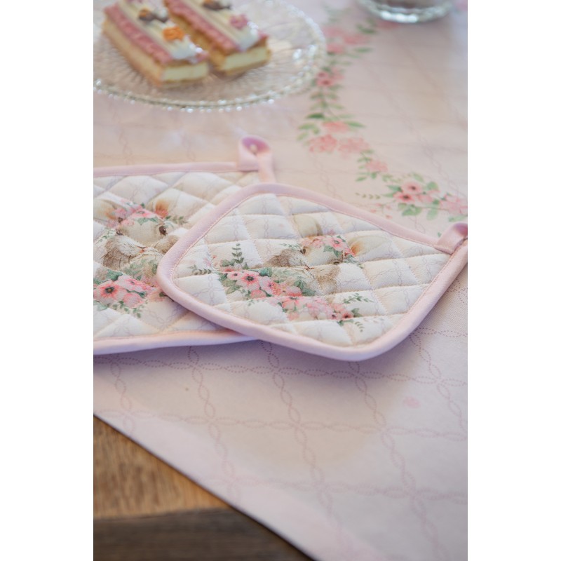 Clayre & Eef Table Runner 150x250 cm Pink Cotton Rabbit