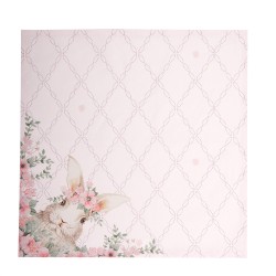 Clayre & Eef Serviettes Coton set de 6 40x40 cm Rose Carré Lapin