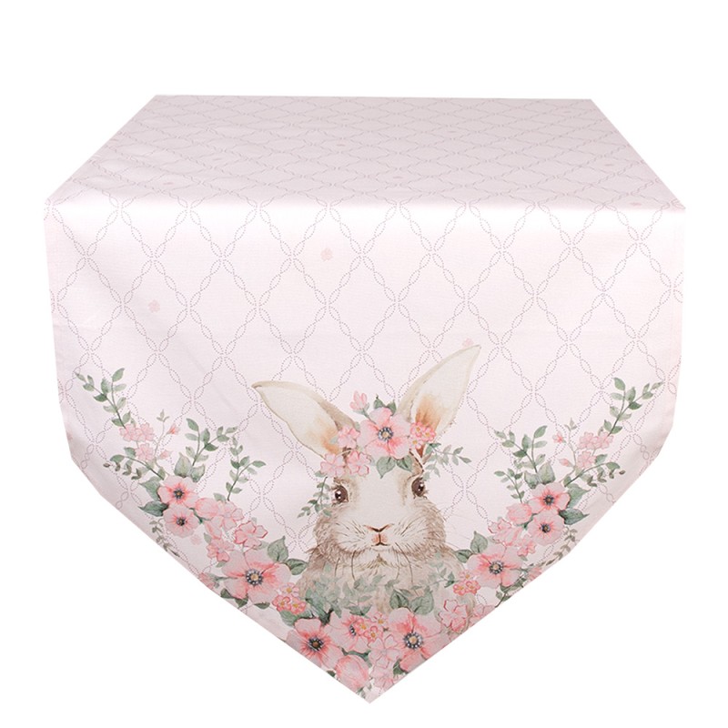 Clayre & Eef Chemin de table 50x160 cm Rose Coton Lapin