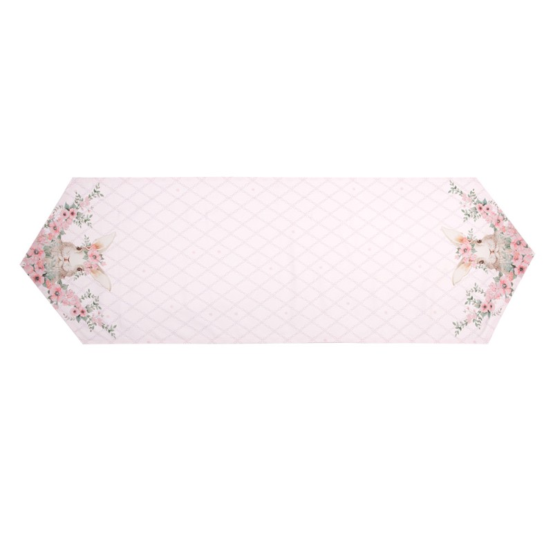 Clayre & Eef Chemin de table 50x160 cm Rose Coton Lapin