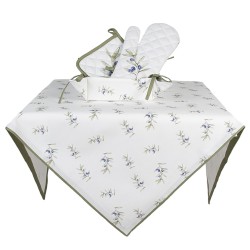 Clayre & Eef Tablecloth 100x100 cm White Cotton Olives