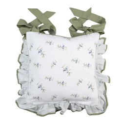 Clayre & Eef Chair Cushion Cover 40x40 cm White Cotton Olives