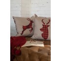 Clayre & Eef Kussenhoes  45x45 cm Rood Bruin Polyester Hert