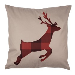 Clayre & Eef Kussenhoes  45x45 cm Rood Bruin Polyester Hert