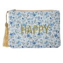 Clayre & Eef Ladies' Toiletry Bag 21x15 cm White Blue Synthetic Happy