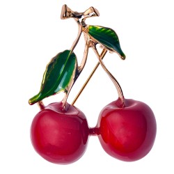 Clayre & Eef Women's Brooch Cherries 5x7 cm Red Metal