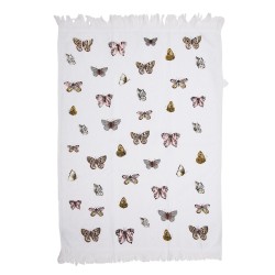 Clayre & Eef Serviette invité 40x66 cm Blanc Rose Coton Papillons