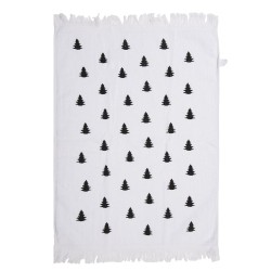 Clayre & Eef Guest Towel 40x66 cm White Black Cotton Christmas Trees