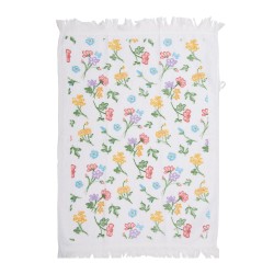 Clayre & Eef Serviette invité 40x66 cm Blanc Jaune Coton Fleurs