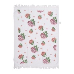 Clayre & Eef Serviette invité 40x66 cm Blanc Rose Coton Hortensia