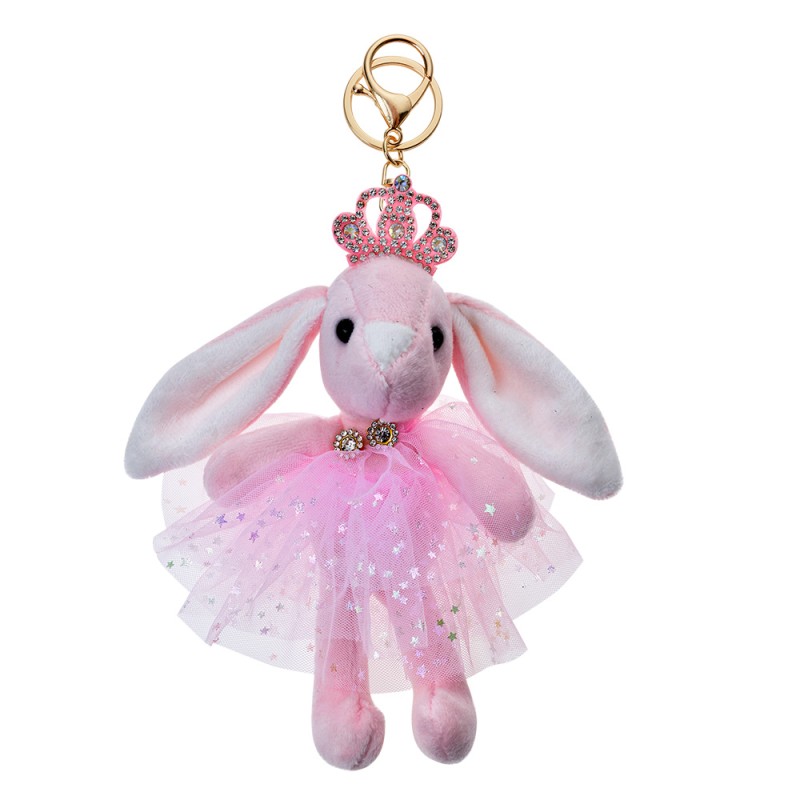Clayre & Eef Keychain Rabbit Pink Synthetic