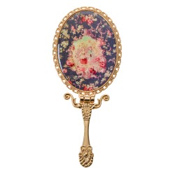 Clayre & Eef Handheld Mirror 8x2x18 cm Gold colored Polyresin Glass Oval