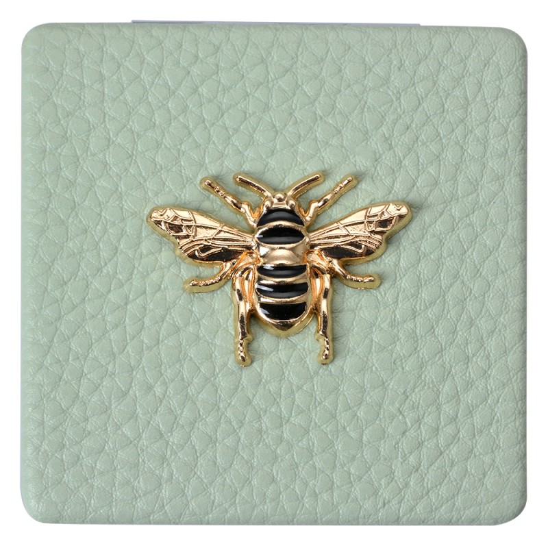 Clayre & Eef Handheld Mirror 6x6 cm Green Polyresin Glass Square Bee