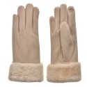 Clayre & Eef Handschuhe mit Kunstpelz 9x24 cm Beige Polyester