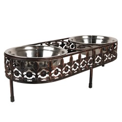 Clayre & Eef Dog Bowl 2x500 ml Brown Iron