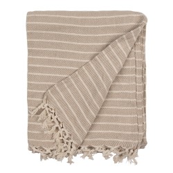 Clayre & Eef Plaid 125x150 cm Beige Cotone Strisce