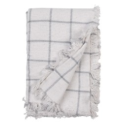 Clayre & Eef Plaid 125x150 cm Bianco Grigio  Cotone Strisce