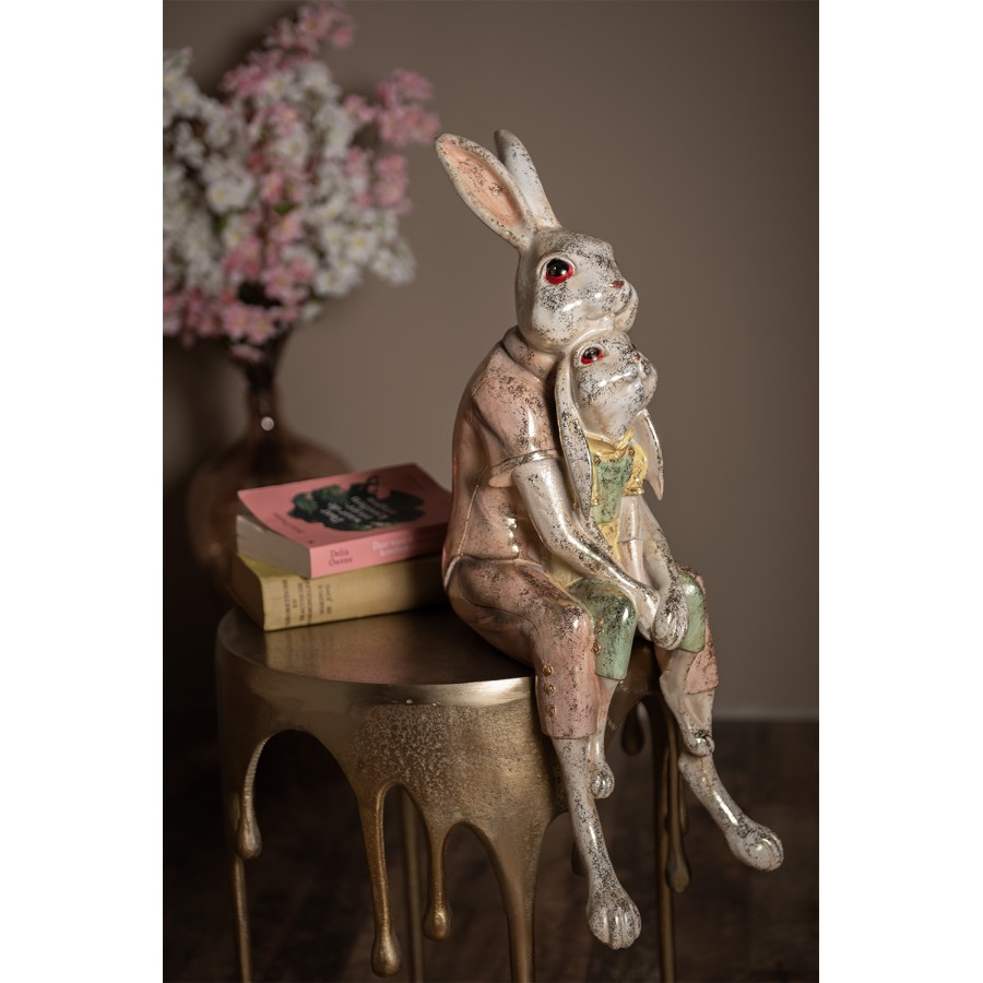 Clayre & Eef Figurine Rabbit 10 cm Brown Pink Polyresin