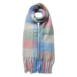 Juleeze Wintersjaal Dames  36x210 cm Roze Blauw Ruit