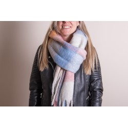 Juleeze Wintersjaal Dames  36x210 cm Roze Blauw Ruit