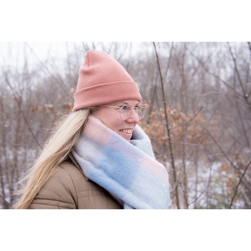 Juleeze Wintersjaal Dames  36x210 cm Roze Blauw Ruit