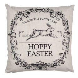 Clayre & Eef Cushion Cover 45x45 cm Beige Black Polyester Rabbit