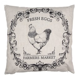 Clayre & Eef Federa per cuscino 45x45 cm Beige Nero Poliestere Gallo Farmers Market