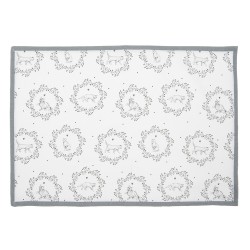 Clayre & Eef Sets de table set de 6 48x33 cm Blanc Gris Coton Chat