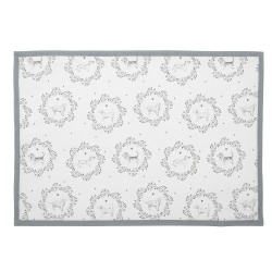 Clayre & Eef Placemats Set van 6 48x33 cm Wit Grijs Katoen Hond