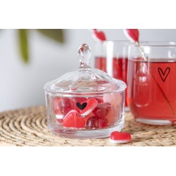 Clayre & Eef Glass Jar Ø 9x9 cm Glass Round Heart Love