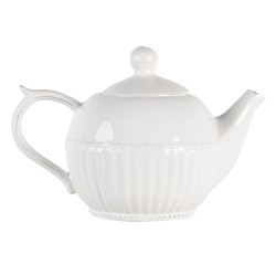 Clayre & Eef Teapot 750 ml White Dolomite Round